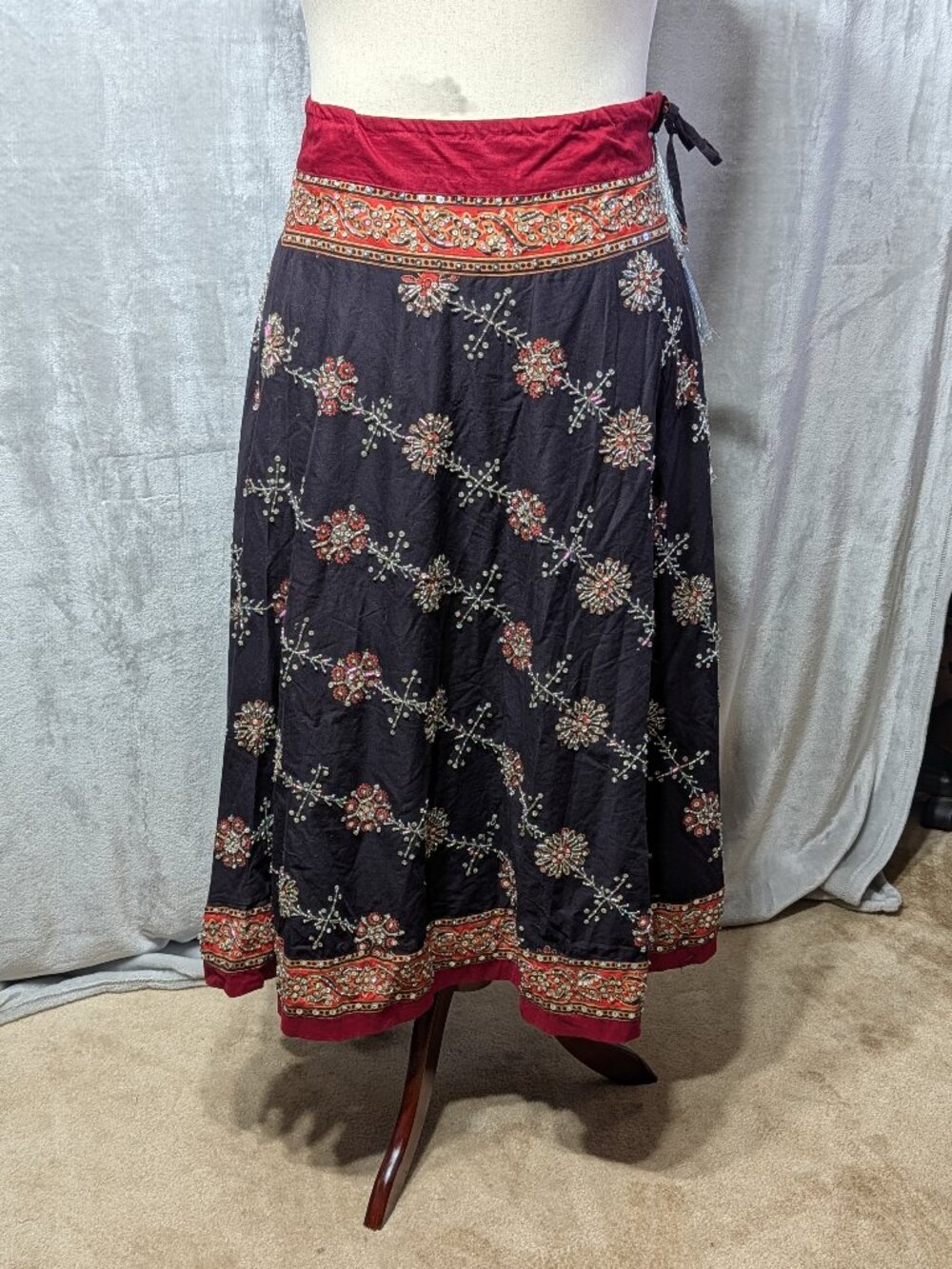 Soft Surroundings (L) Beaded Sequined A-Line Skirt